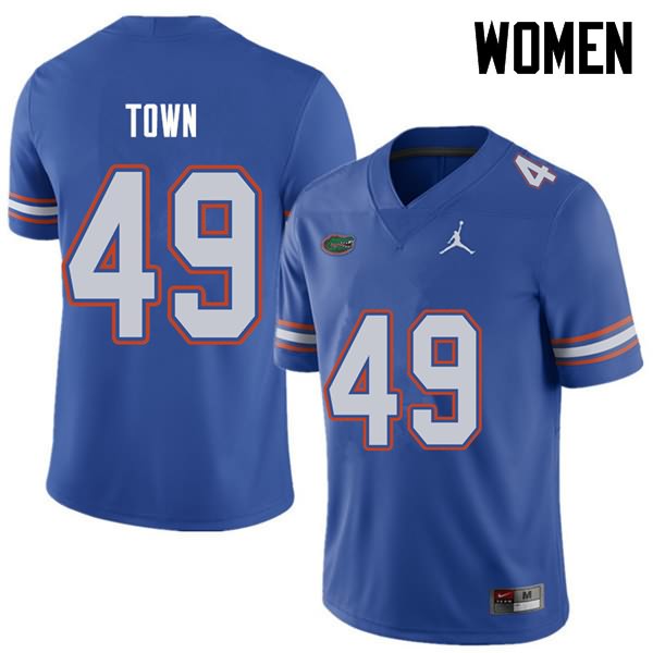 Women's NCAA Florida Gators Cameron Town #49 Stitched Authentic Jordan Brand Royal College Football Jersey GKT1765IC